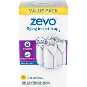 imageZevo Flying Insect Trap ampamp 3 Refill Cartridges  Plug in Fly Trap ampamp Indoor Bug Catcher for Gnats House ampamp Fruit Flies  Blue ampamp UV Light Technology MessFree Alternative to Bug Zapper4 Cartridges