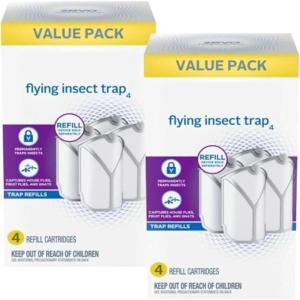 imageZevo Flying Insect Trap ampamp 3 Refill Cartridges  Plug in Fly Trap ampamp Indoor Bug Catcher for Gnats House ampamp Fruit Flies  Blue ampamp UV Light Technology MessFree Alternative to Bug Zapper8 Cartridges