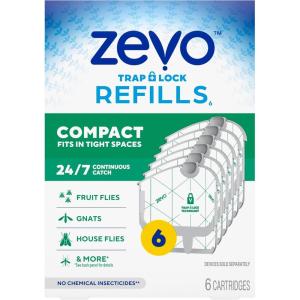 image:imageZevo Compact Flying Insect Trap Official Refill Cartridges  Fits Zevo Compact Indoor Plugin Trap Authentic Trap  Lock Technology to Catch Gnats House amp Fruit Flies 6 Official Refill Cartridges6 Refill Cartridges