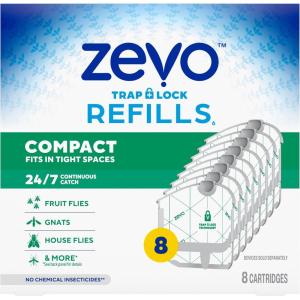 image:imageZevo Compact Flying Insect Trap Official Refill Cartridges  Fits Zevo Compact Indoor Plugin Trap Authentic Trap  Lock Technology to Catch Gnats House amp Fruit Flies 6 Official Refill Cartridges8 Refill Cartridges